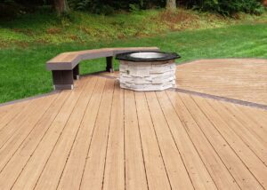 Composite deck with fire pit
