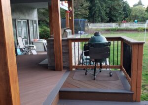 Barbecue grill Machine in open outdoor deck during summer day
