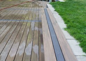 Wooden planks are featured outdoors