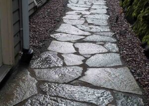 Stone pavers in front of a home